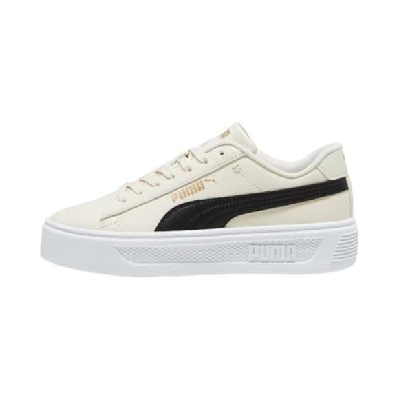 PUMA Womens Smash Platform V3, White Birght Melon Pt. Gold, 6 - Picture 1 of 1